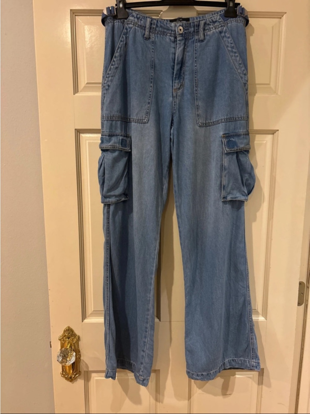 Sanctuary Light Blue Denim Bootcut Cargo Jeans